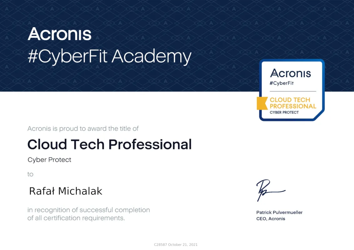 Acronis CyberFit Cloud Tech Professional Cyber Protect